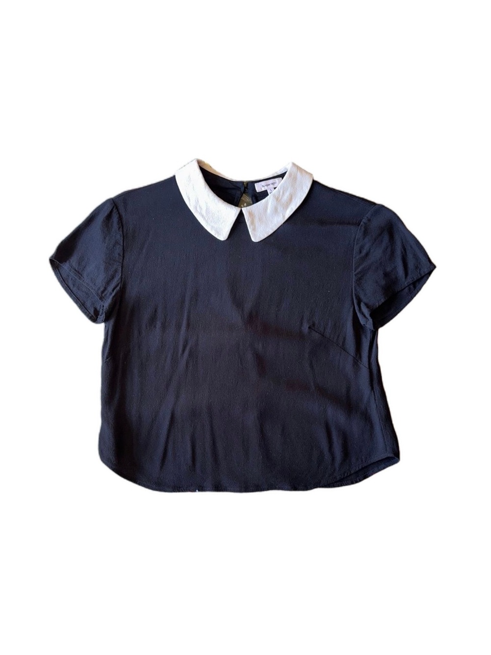 Aritzia Sunday Best Black Blouse with White Peter Pan Collar